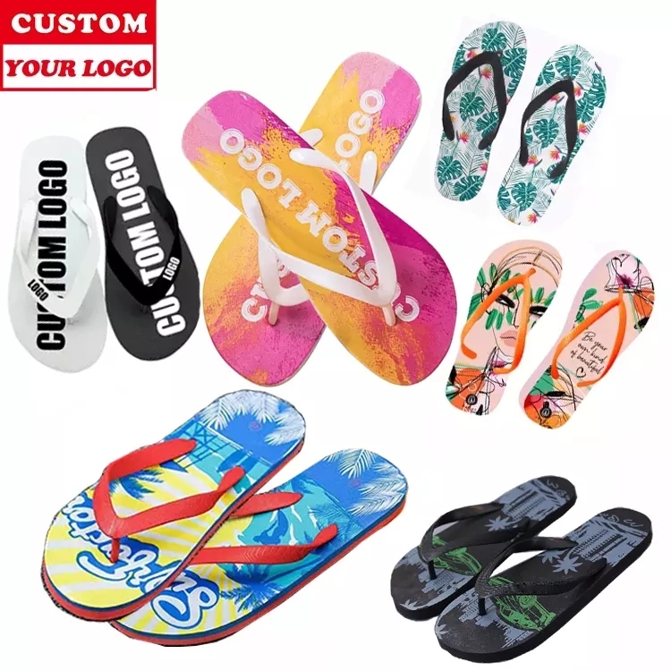 Personalized Designer Custom Printing Logo Summer Flip Flops Slippers For Men Anti Slip Unisex Comfortable Men Beach Flip-Flops Slippers