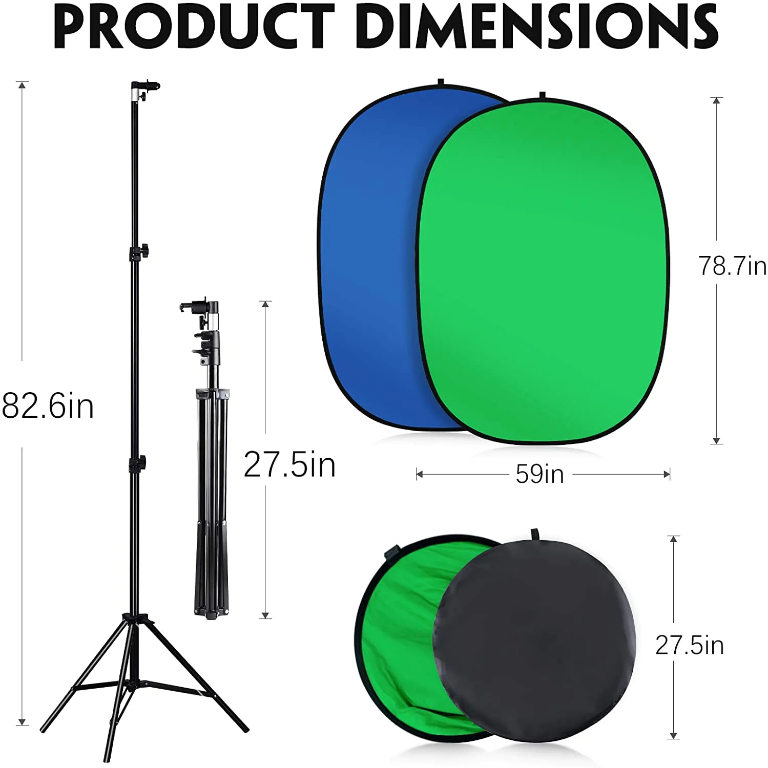 Collapsible Green Blue Screen Backdrop with Stand